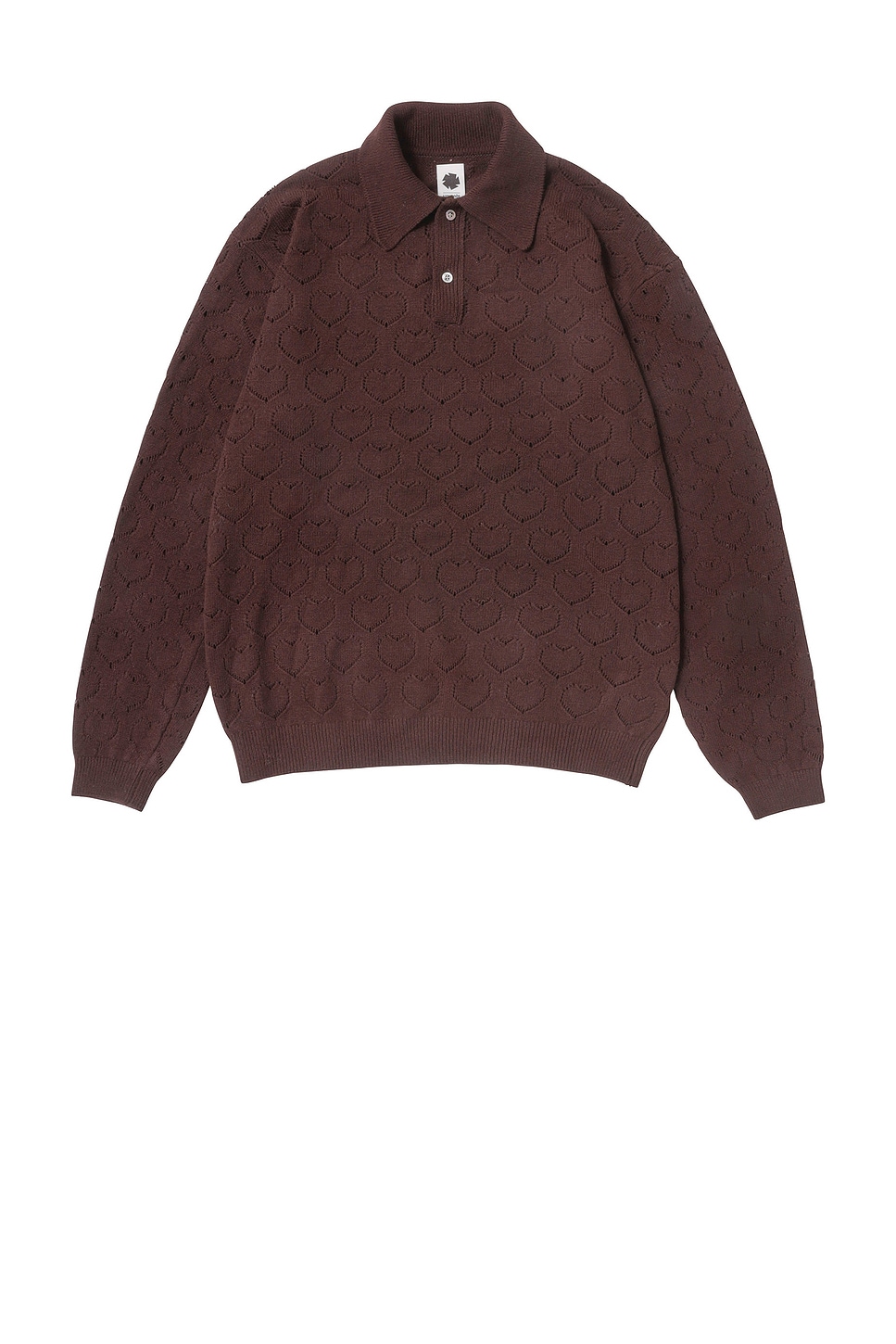 Vowels Eyelet Polo in Dark Tobacco - Brown. 4 also