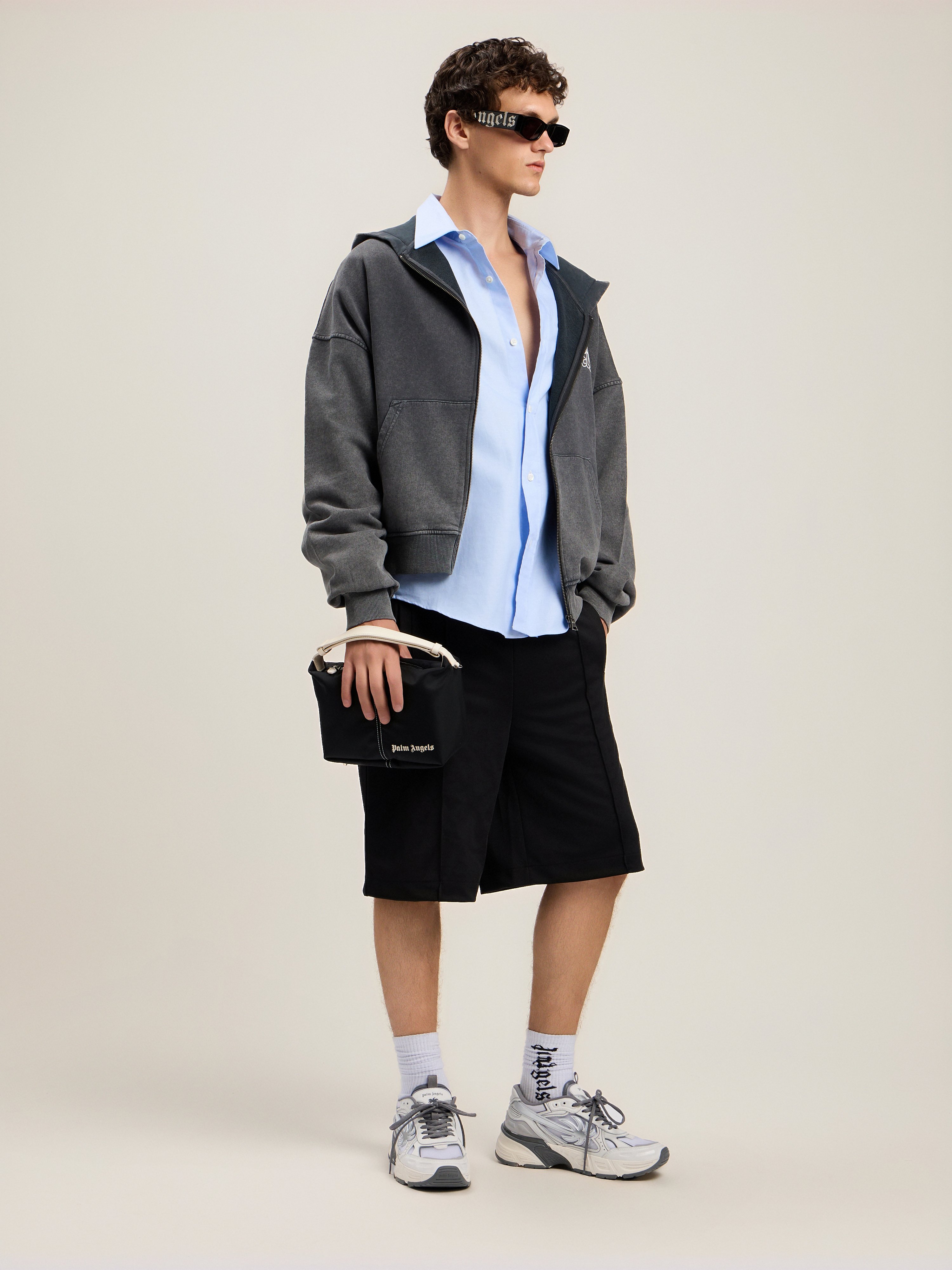 Back Curved Logo Track Shorts Man  Black Off White