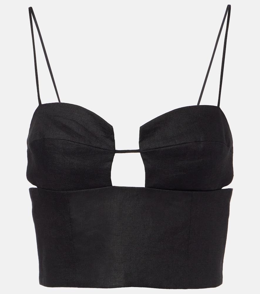 Imperia cutout linen crop top