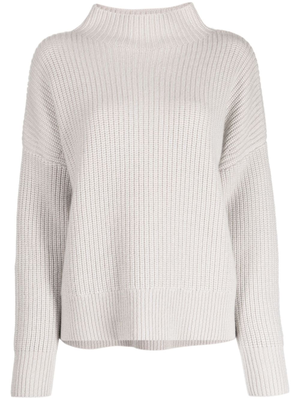 Ribbed-knit funnel-neck jumper - Grey