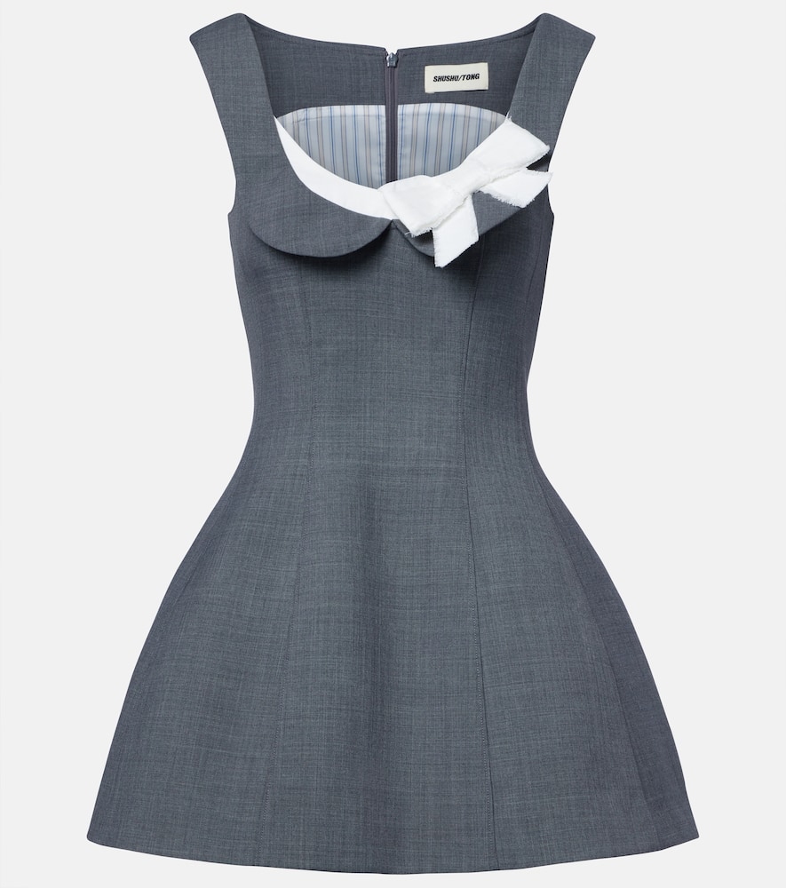 Bow-detail twill minidress