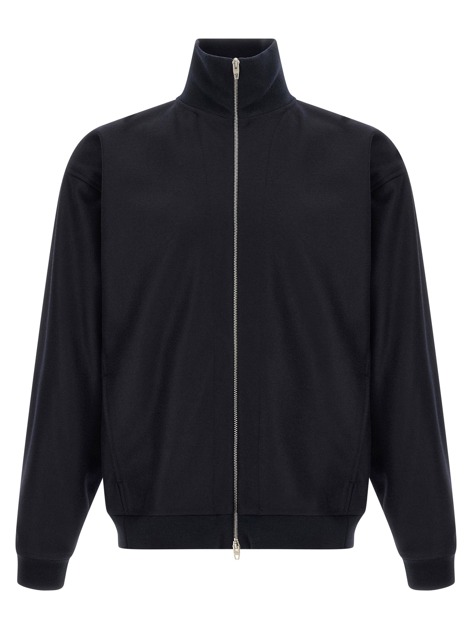 Wool High-Neck Jacket — Black