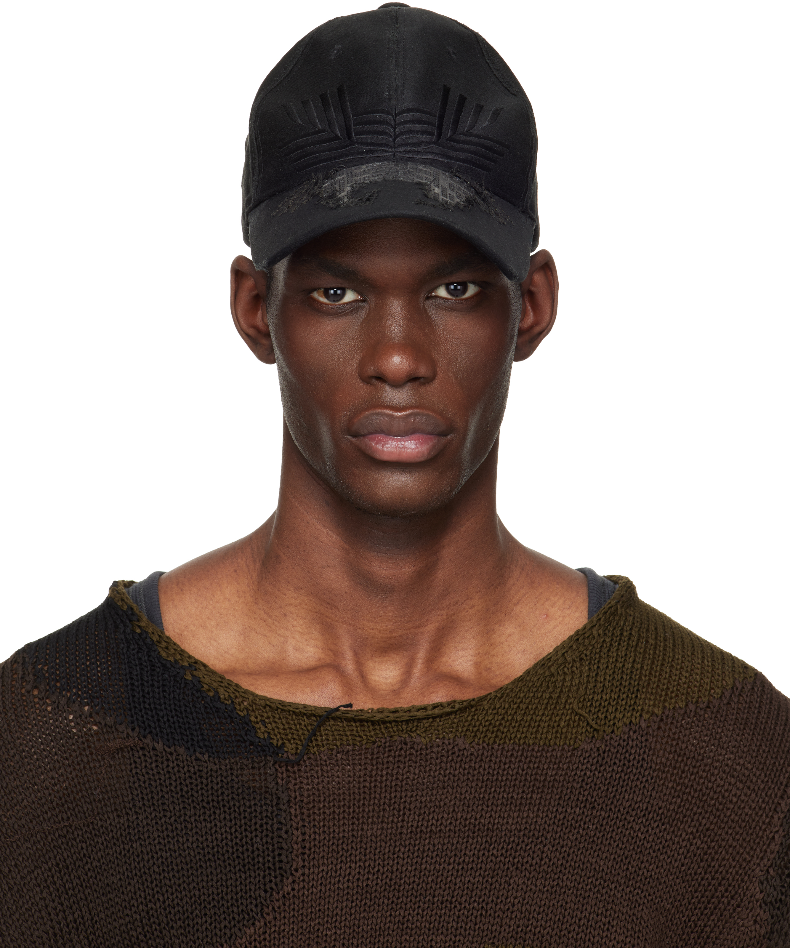 Black Laser Cut Damaged Cap