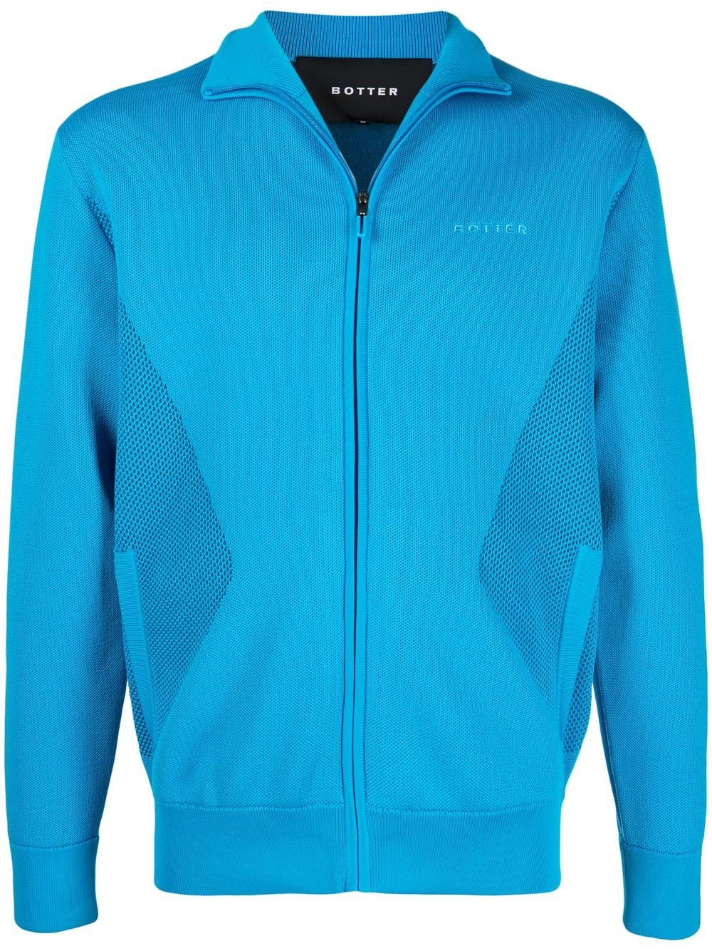 Embroidered-logo zip-up sweatshirt - Blue