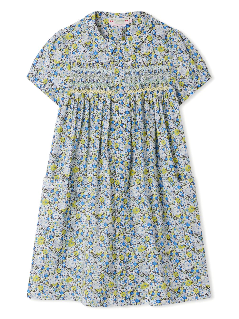 Candice floral-print cotton dress - Blue