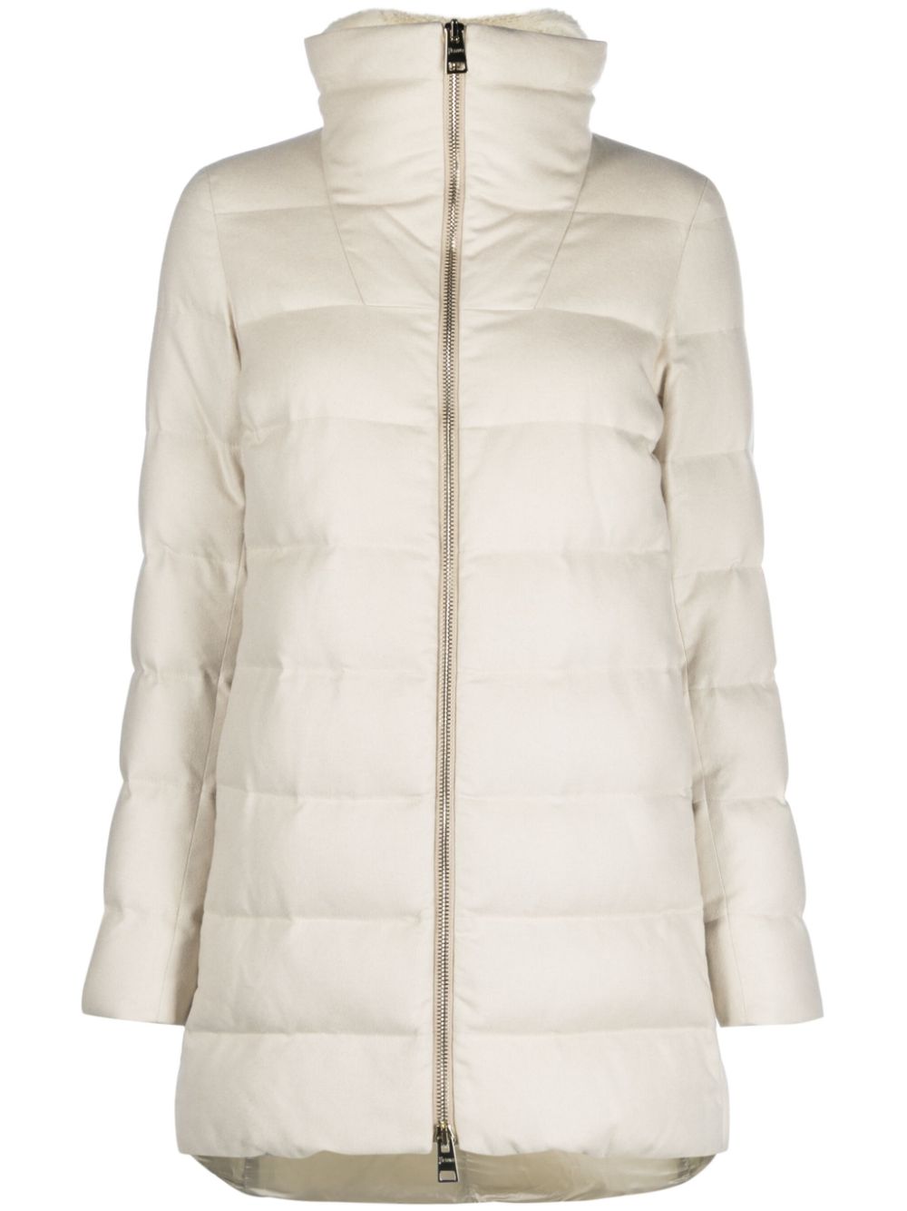 Padded zip-fastening coat - Neutrals