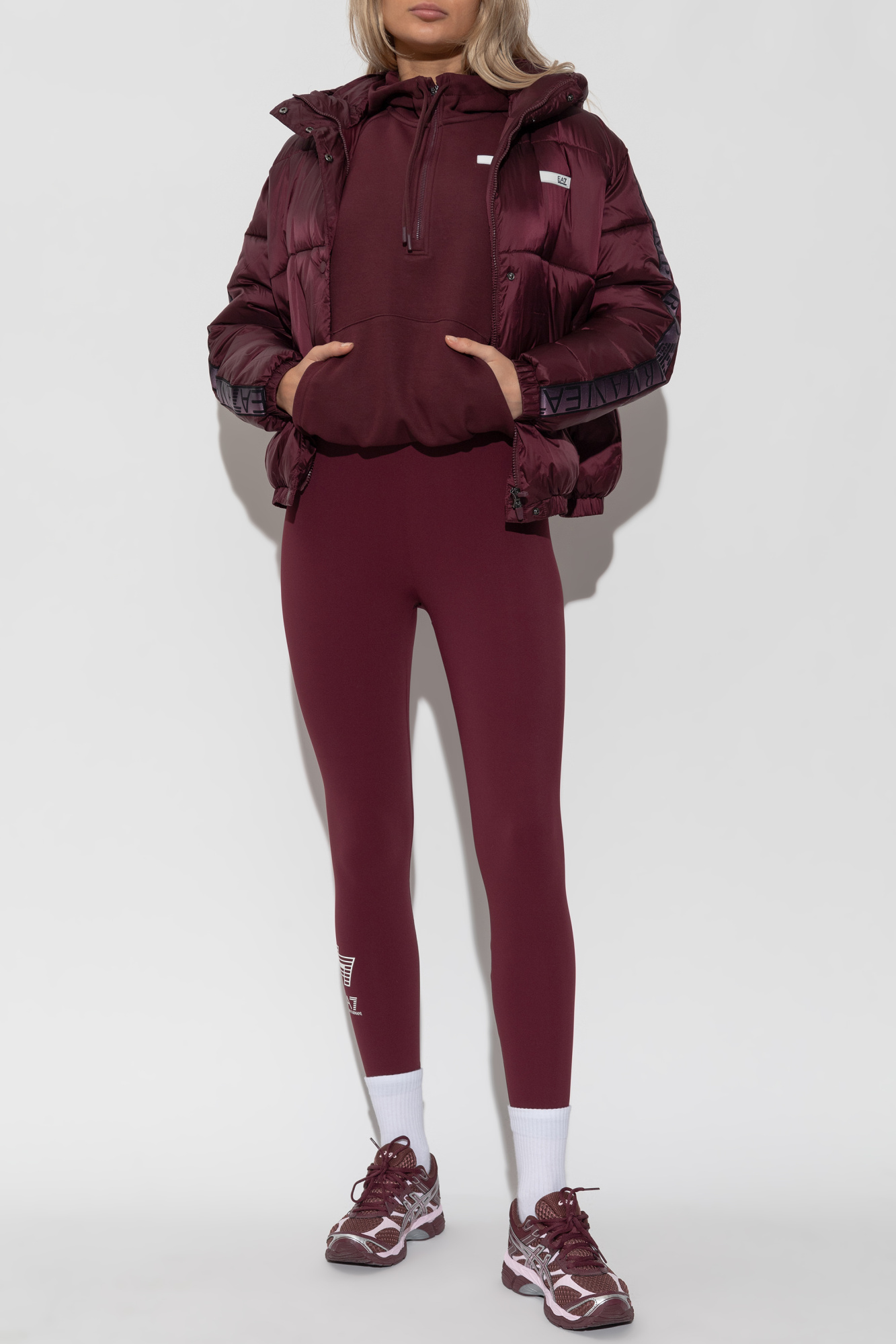 Leggings With Logo, Women's, Burgundy