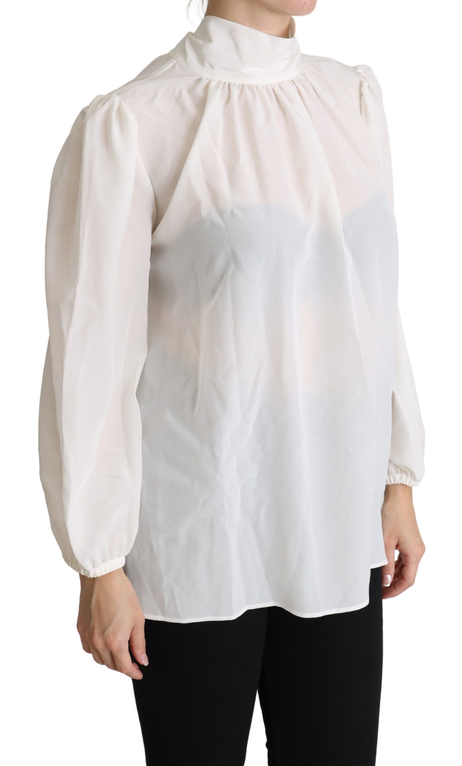 Silk Pussy Bow Blouse — White