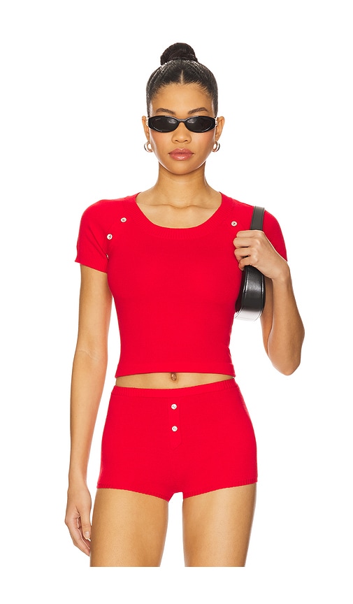 Frankies Bikinis Callum Cloud Knit Shirt in Red. -  XS also in L, M