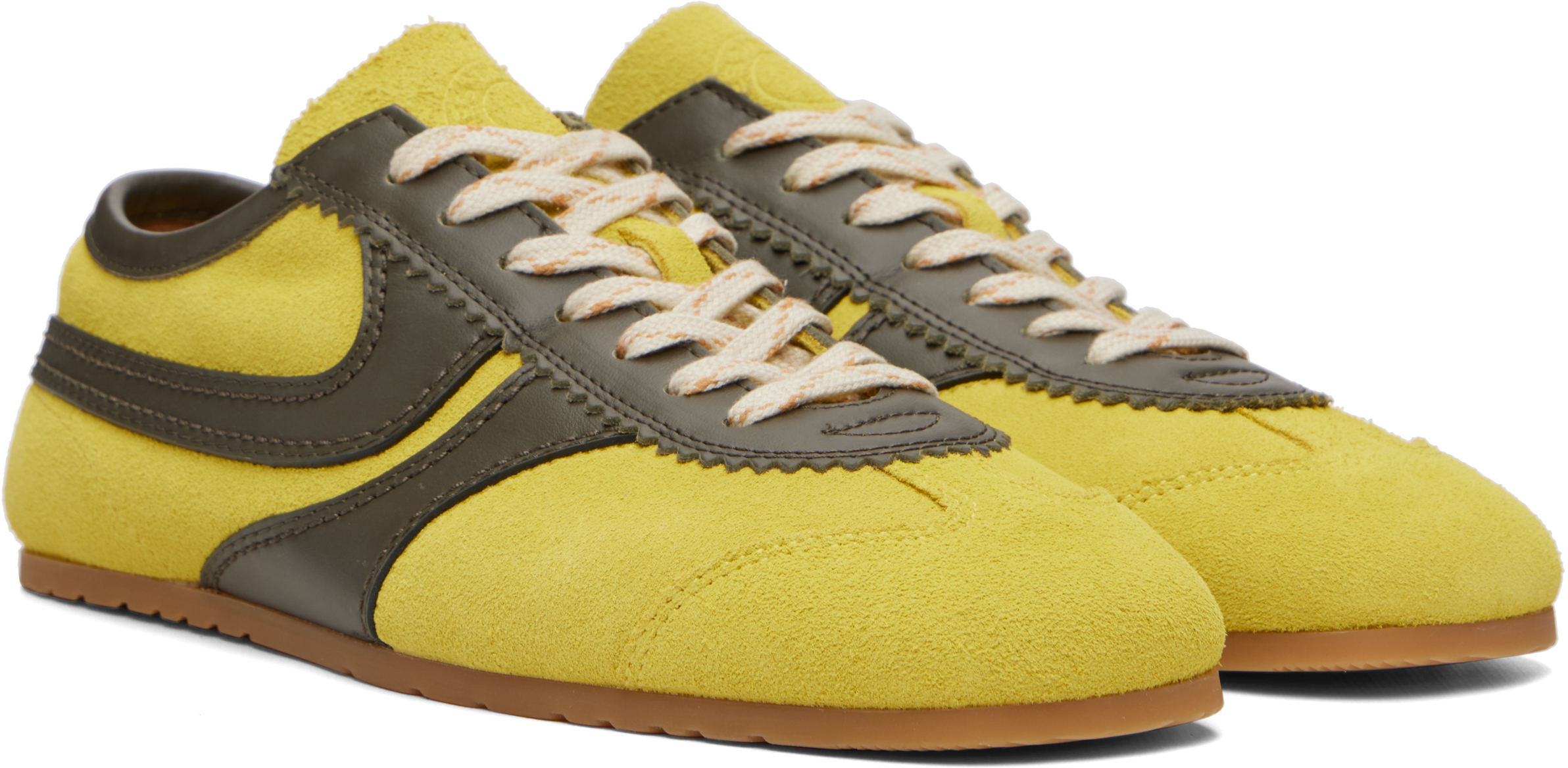 Yellow & Khaki Suede Sneakers