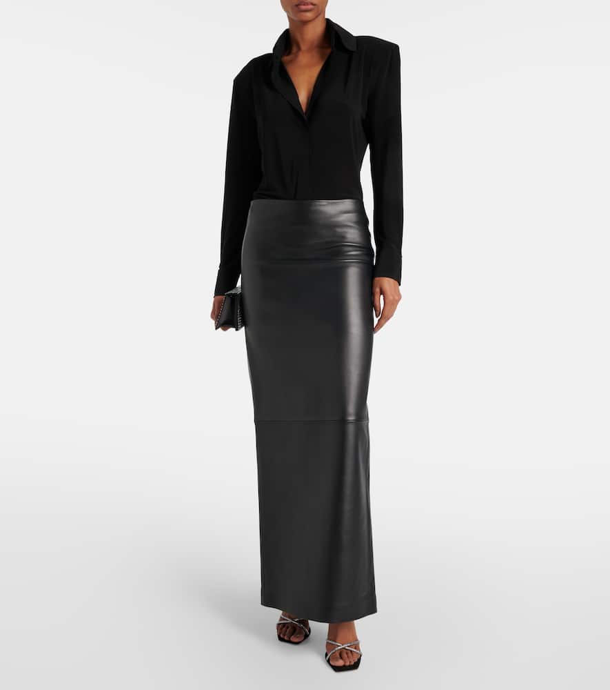 Mônot Low-rise leather maxi skirt