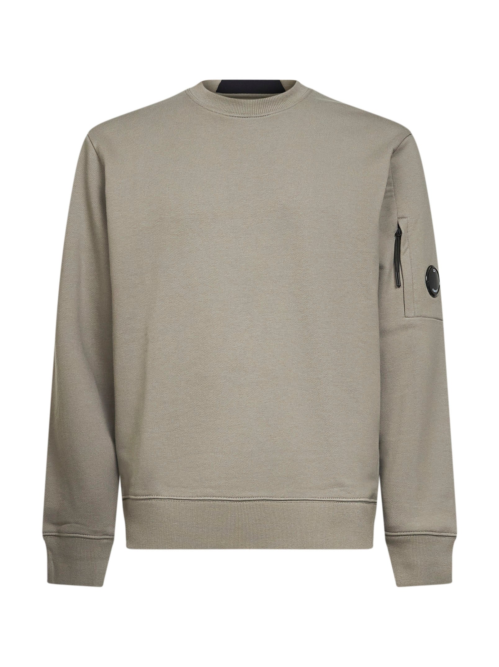 Lens Detail Zip Pocket Cotton Sweatshirt — Gray