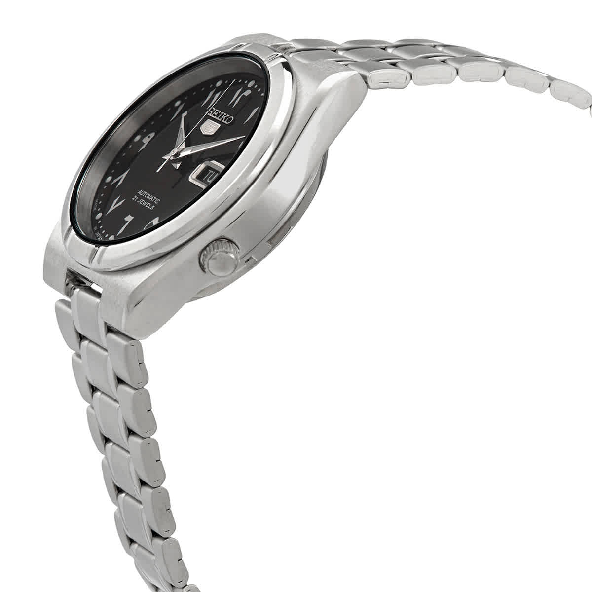 5 Automatic Black Arabic Dial Stainless Steel Mens Watch SNK063J5