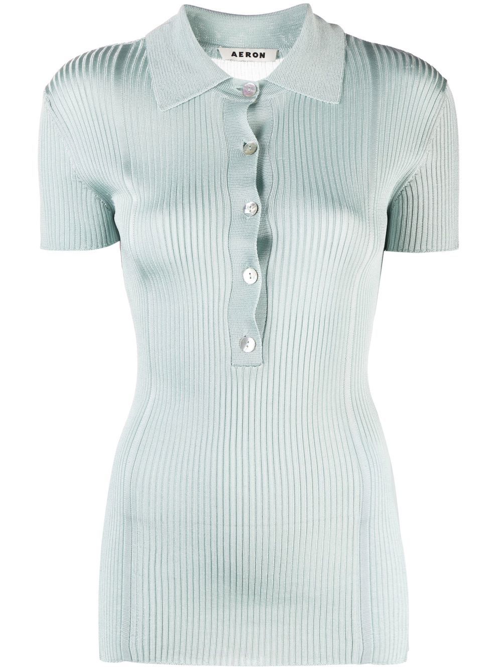 Knitted short-sleeve top - Blue