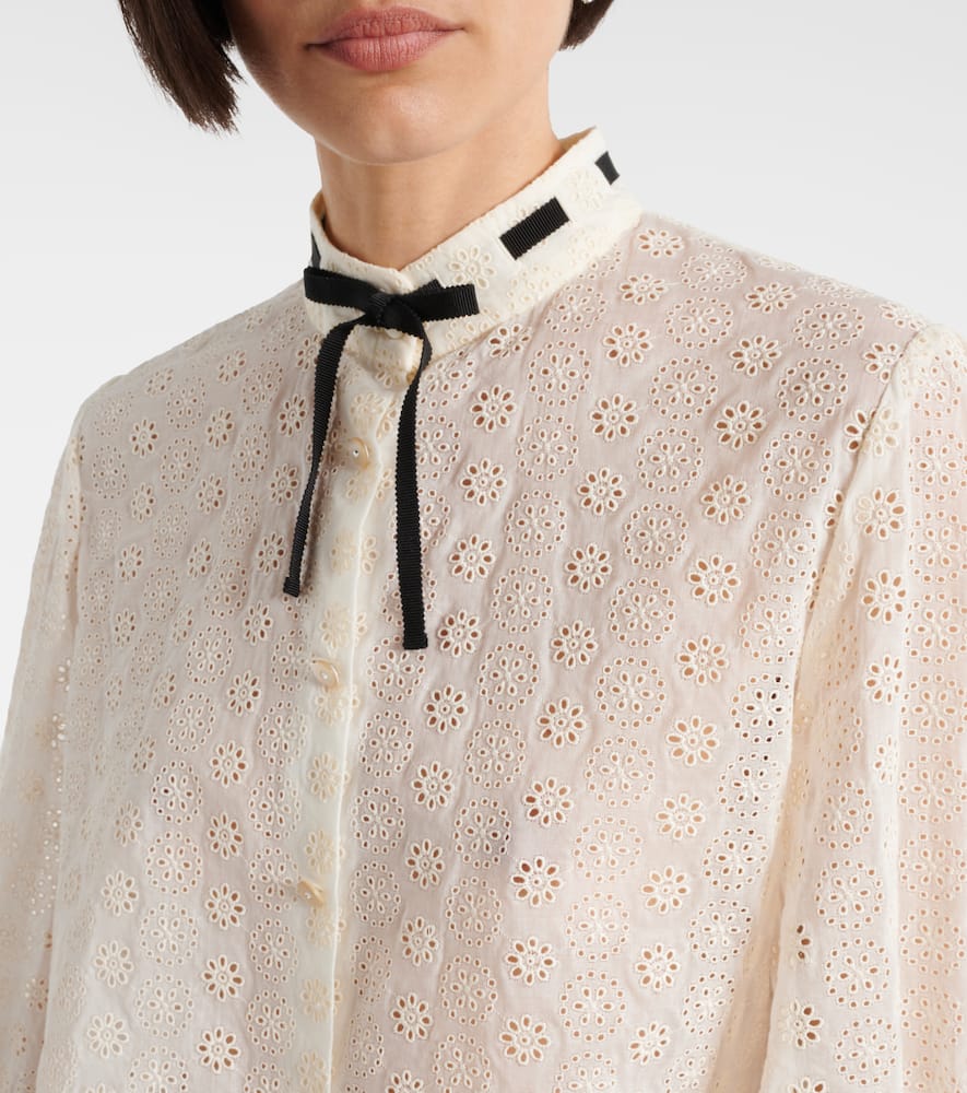 Broderie anglaise cotton poplin shirt