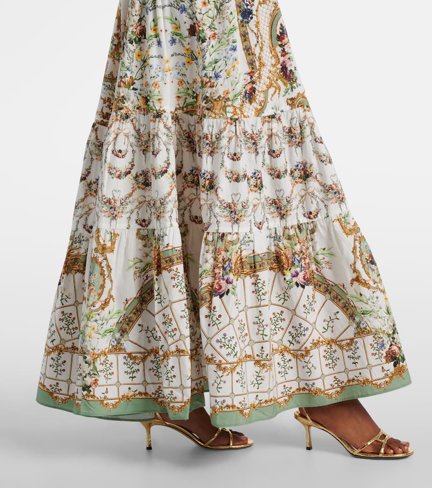 Floral ruffled cotton maxi dress