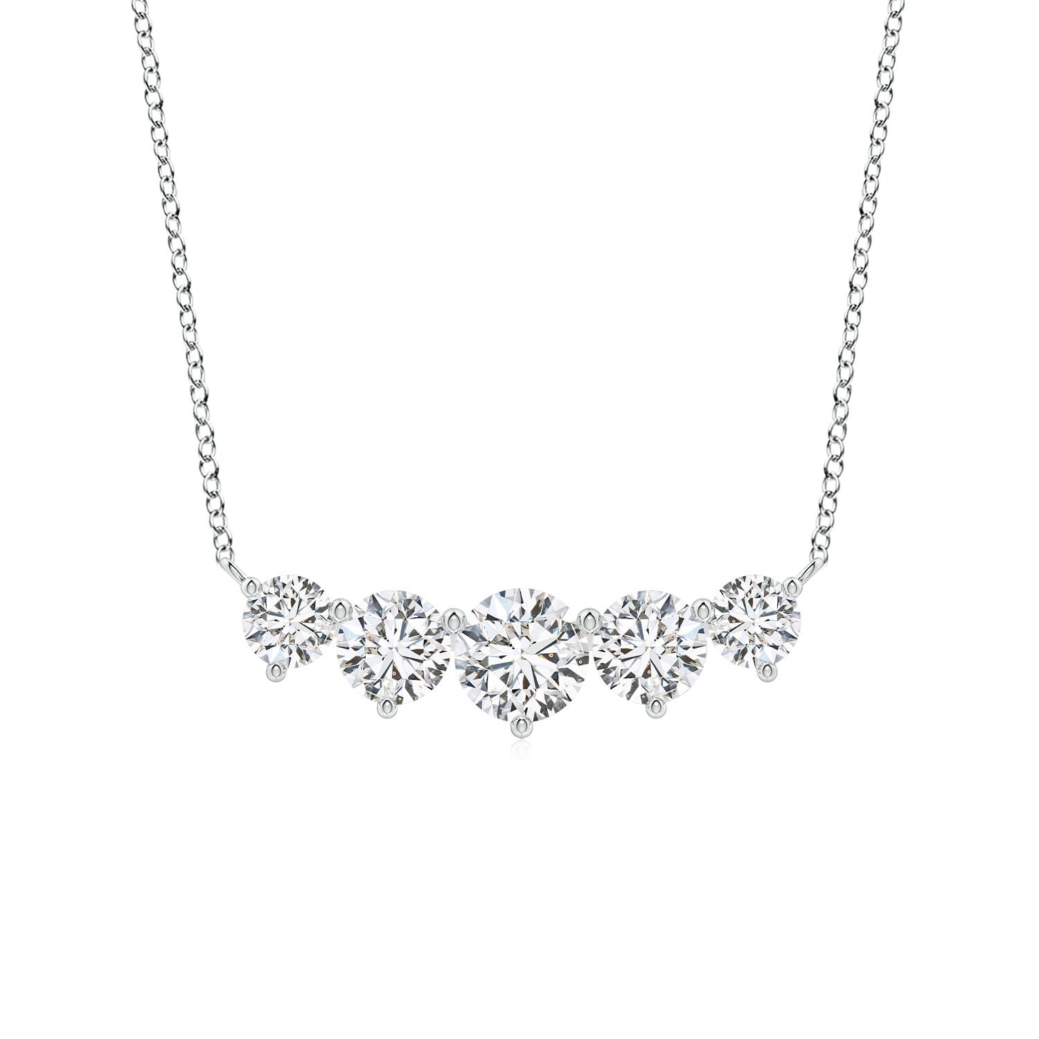 Angara 1.0 Carat Graduated Five Stone Round Diamond Necklace in 14K White Gold