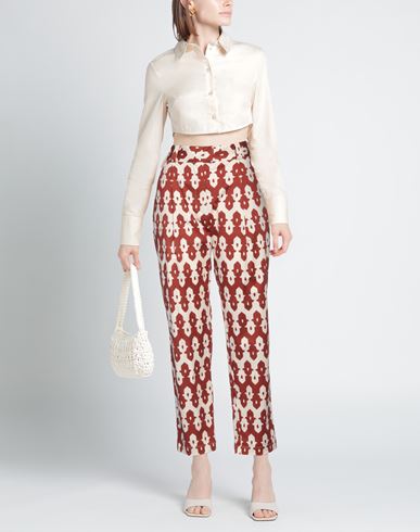 Niū Woman Pants Rust Size S Cotton, Elastane