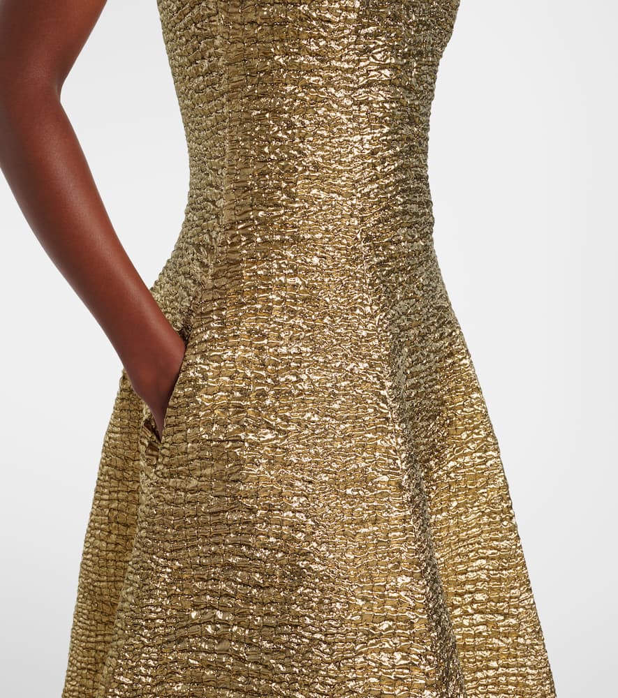 Mara metallic-effect seersucker midi dress