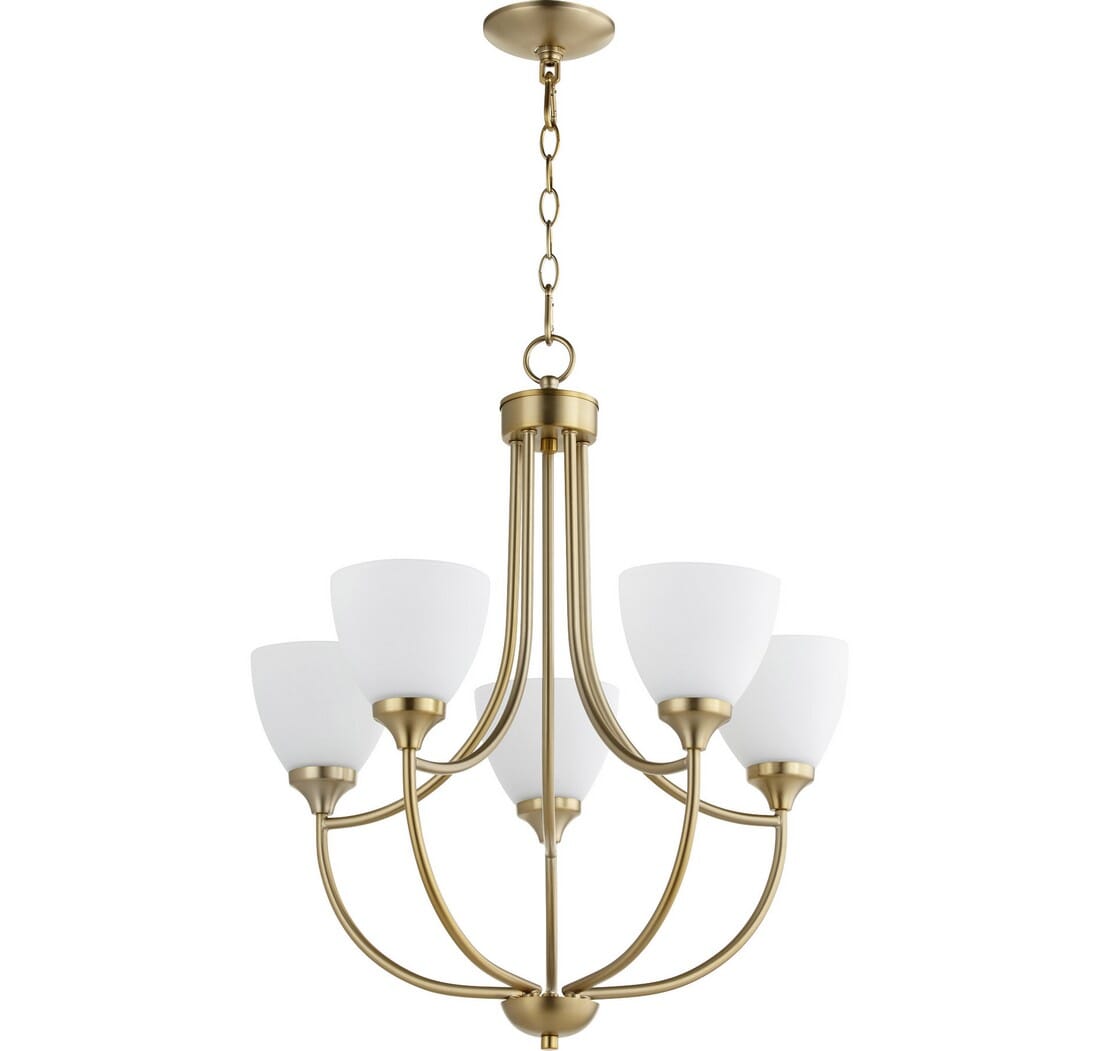 Quorum Enclave 5-Light 25" Transitional Chandelier in Aged Bra