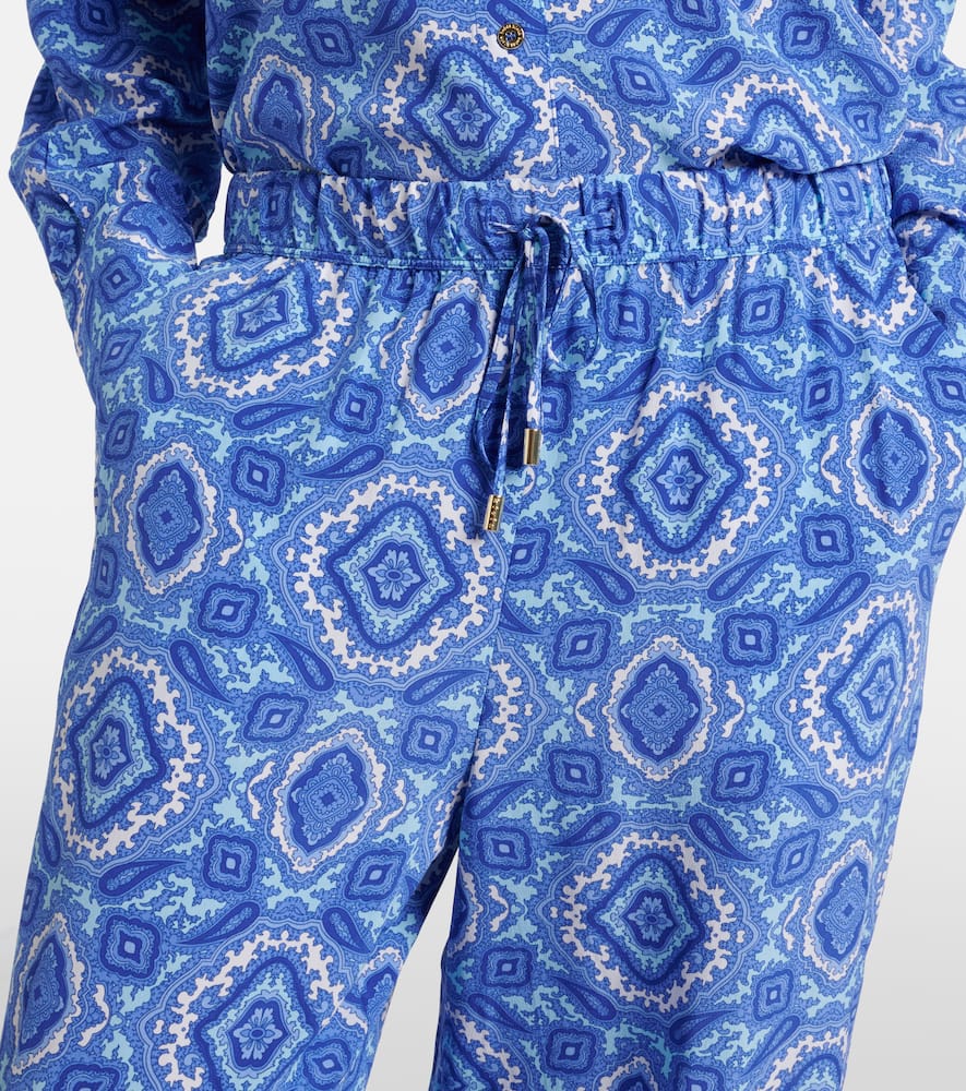 Mykonos printed silk wide-leg pants