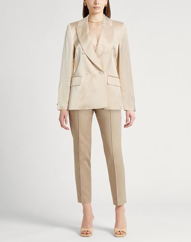 Woman Blazer Cream Size 6 Viscose, Linen