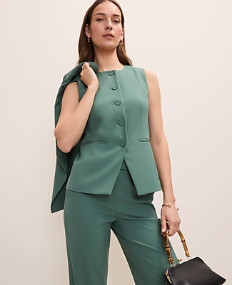 Ann Taylor The Petite Long Crew Neck Vest