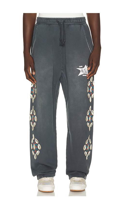 Barriers Worldwide Cowrie Shell Sweatpants in Charcoal. S. Also in M, L, XL/1X