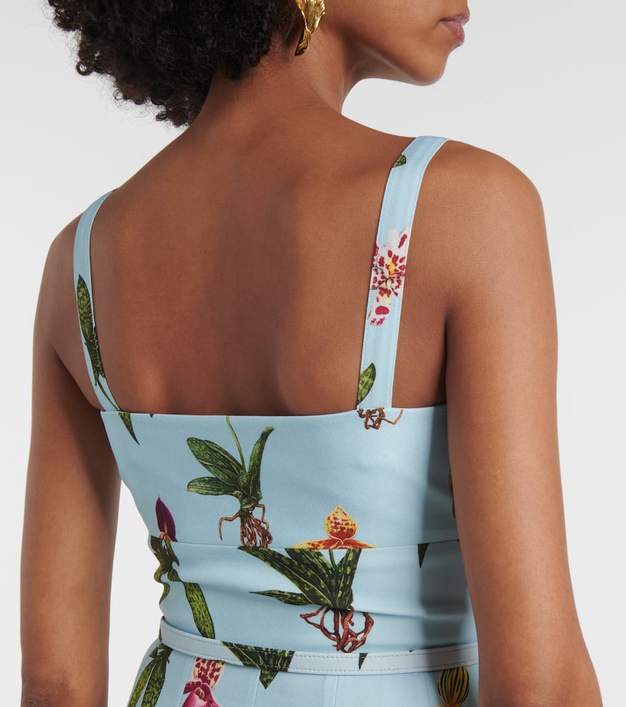 Floral belted cady midi dress
