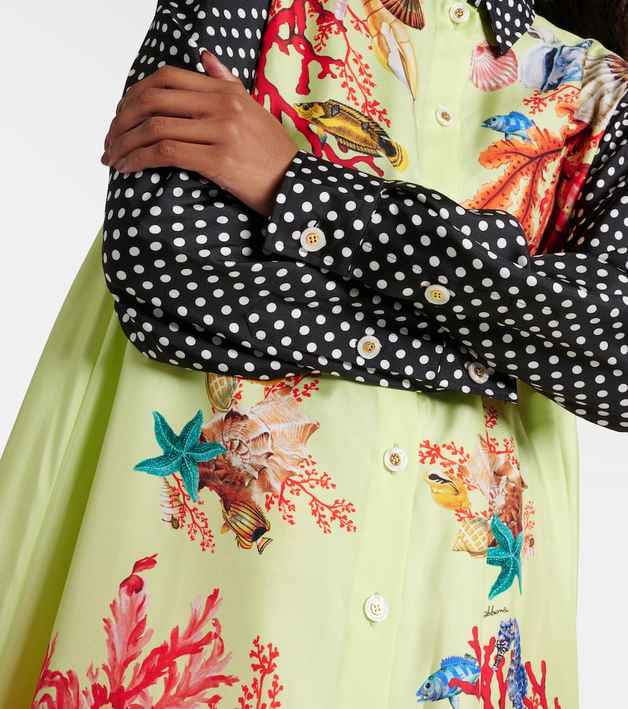 Capri printed silk satin shirt dress