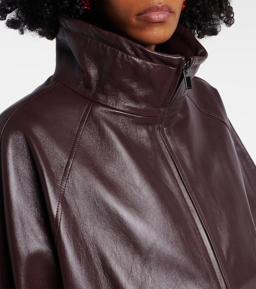 Oversized leather bomber jacket