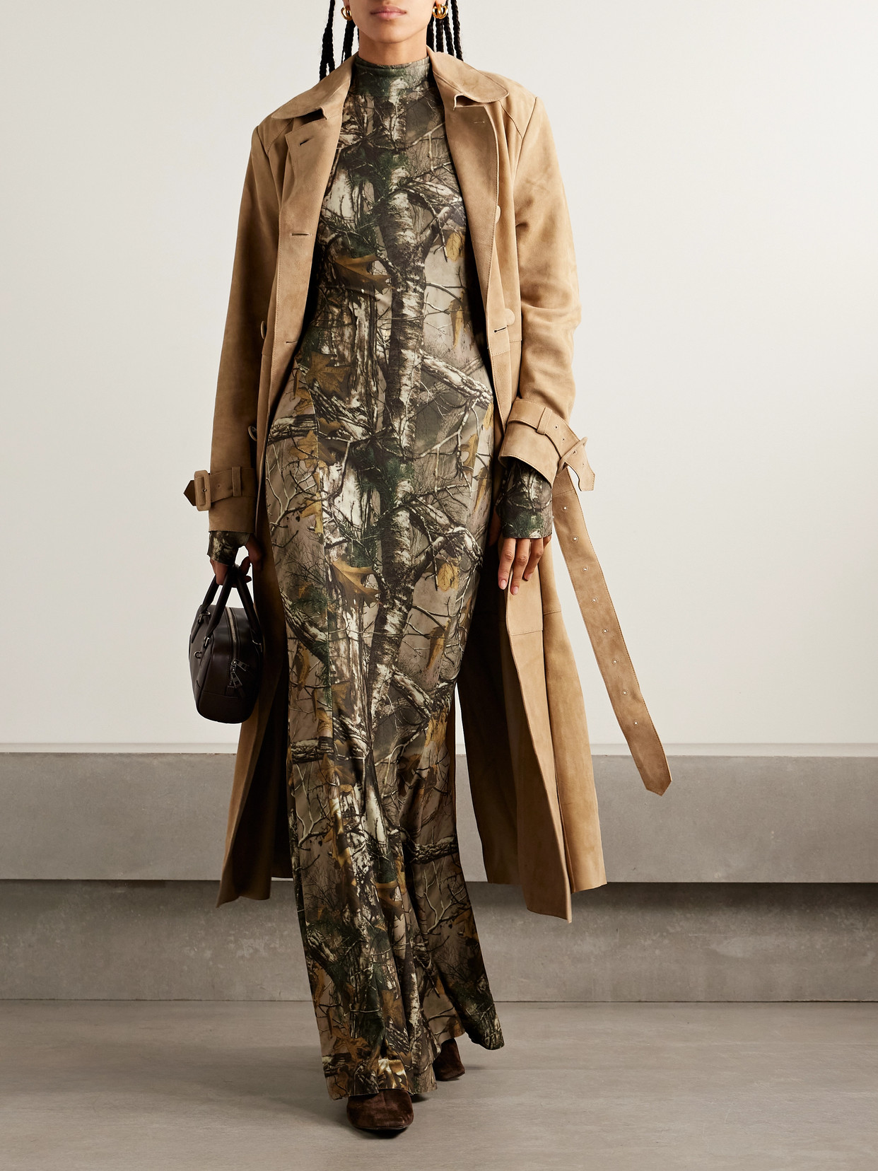 Camouflage-print Stretch-jersey Turtleneck Gown - Multi
