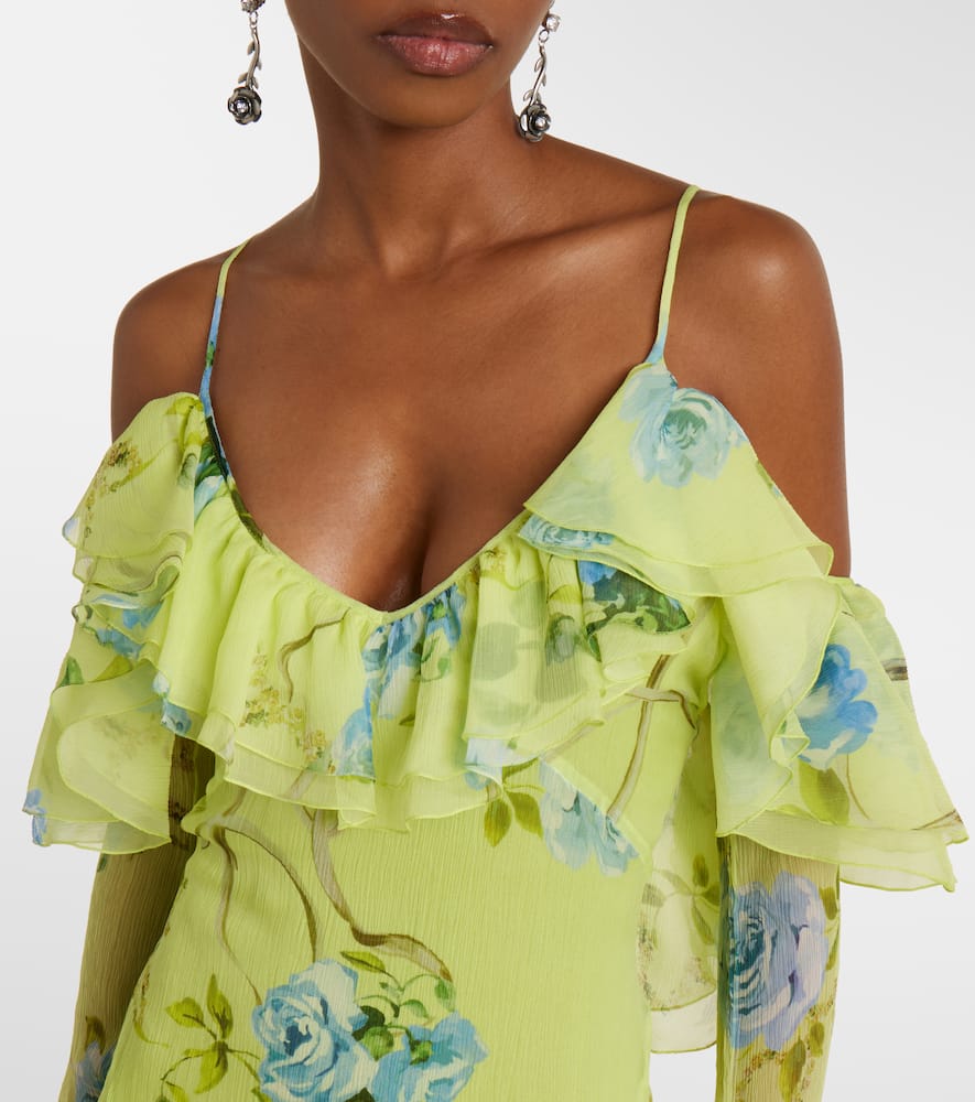 Floral silk crêpe maxi dress