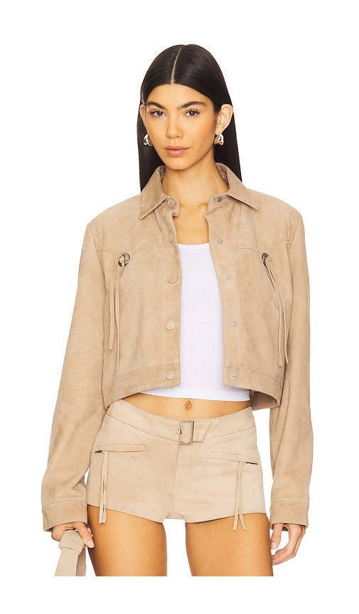 LAMARQUE X Revolve Luna Cropped Jacket in Beige.  S. Also in L