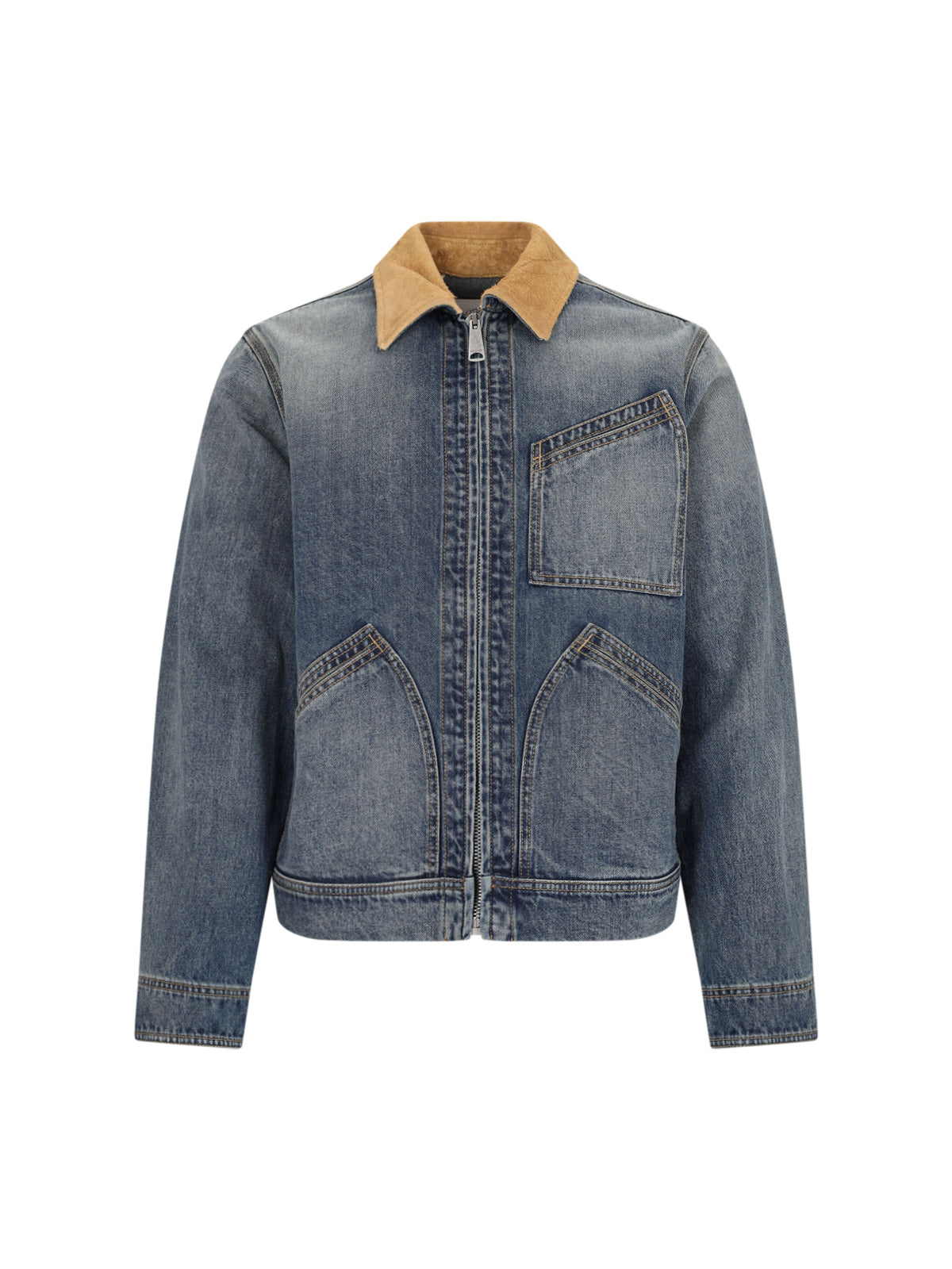 Men's Calfskin-Trim Cotton Jacket