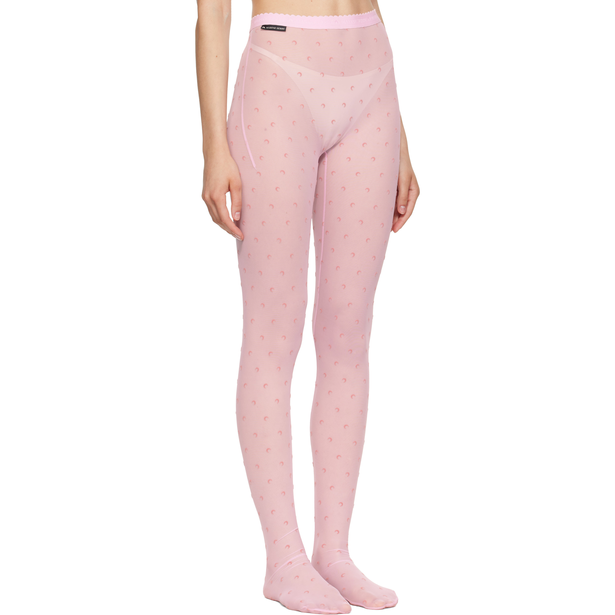 Pink Plumetis Mesh Tights