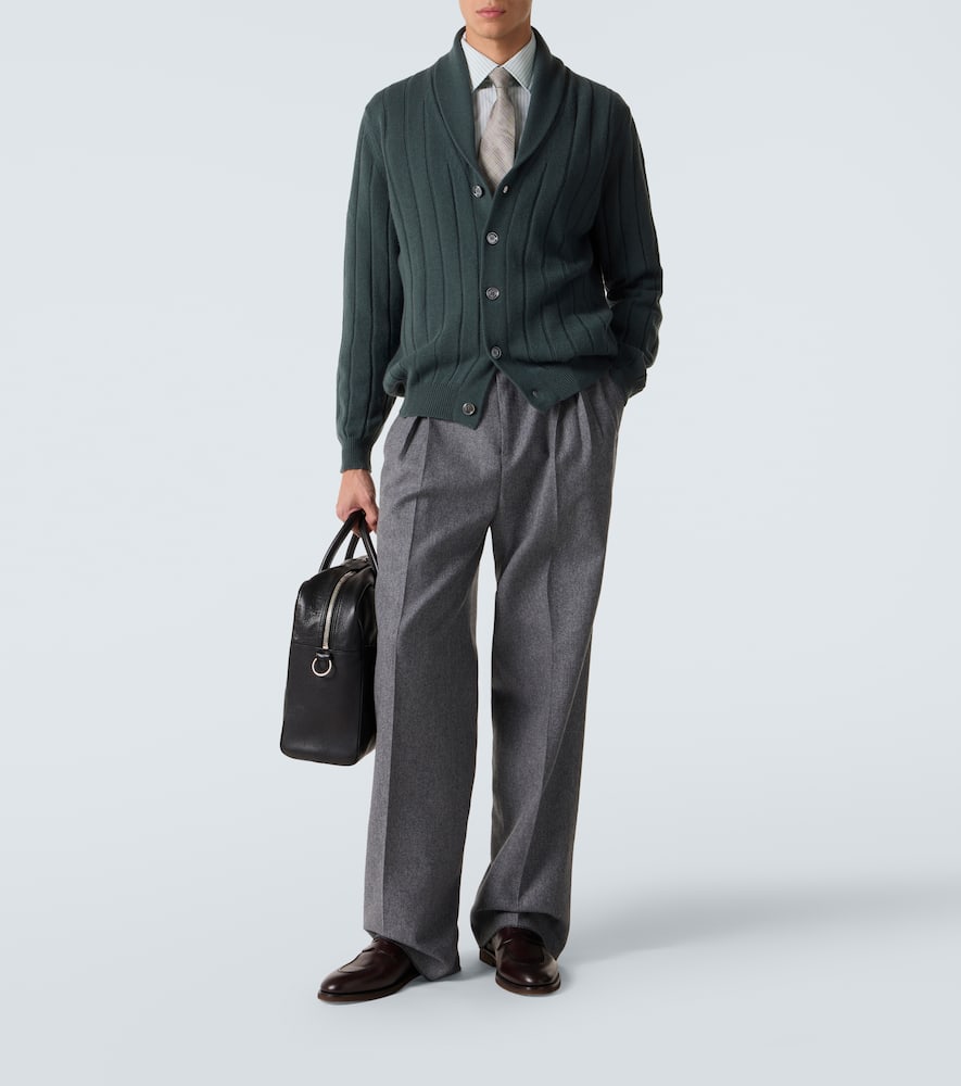 Rib-knitted cashmere cardigan