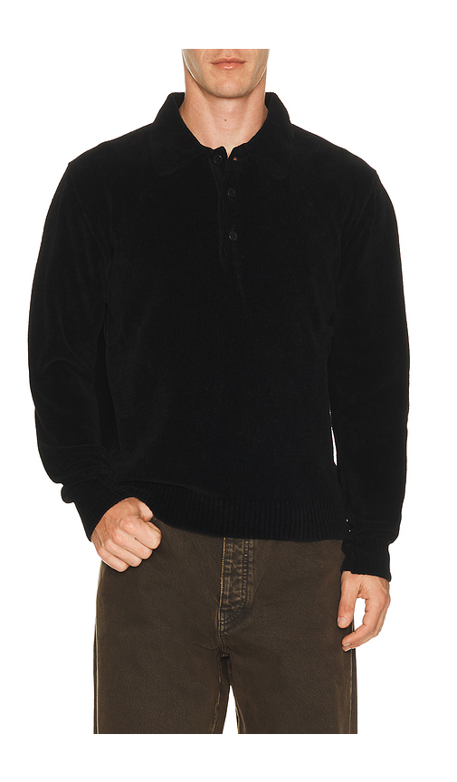 Sunflower Chenile Polo in Black. M. Also in S, L, XL/1X, XXL/2X