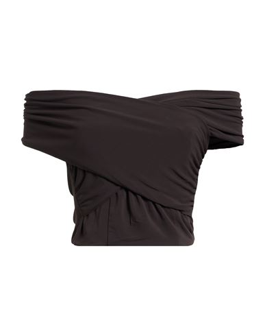 Mem. js Woman Top Chocolate brown Size S Acetate, Nylon, Elastane