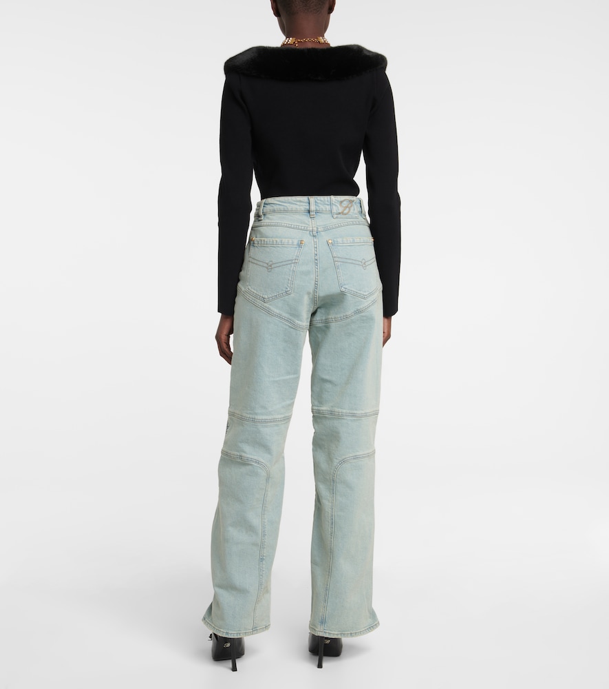 Paneled high-rise wide jeans