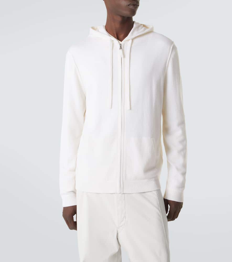 Zip-up wool and cashmere hoodie