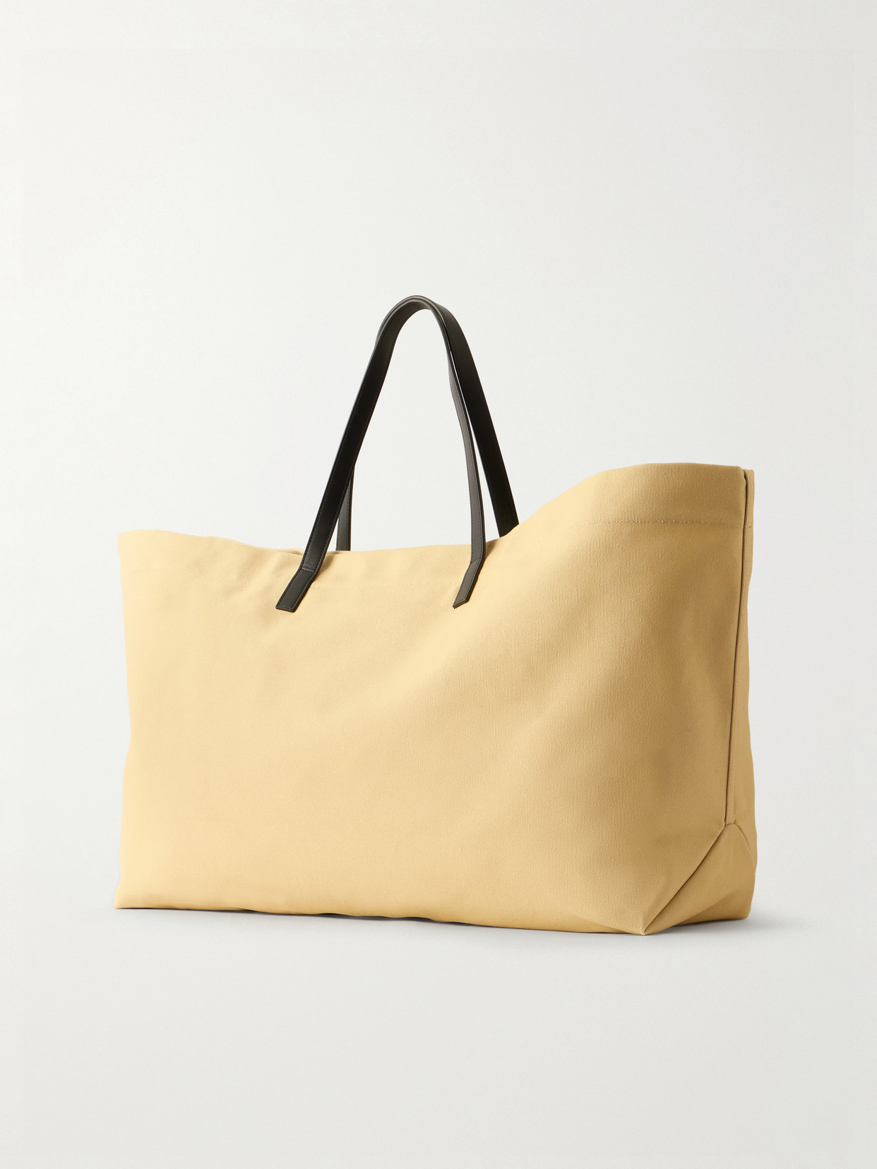 Cottage Leather-trimmed Canvas Tote - Beige