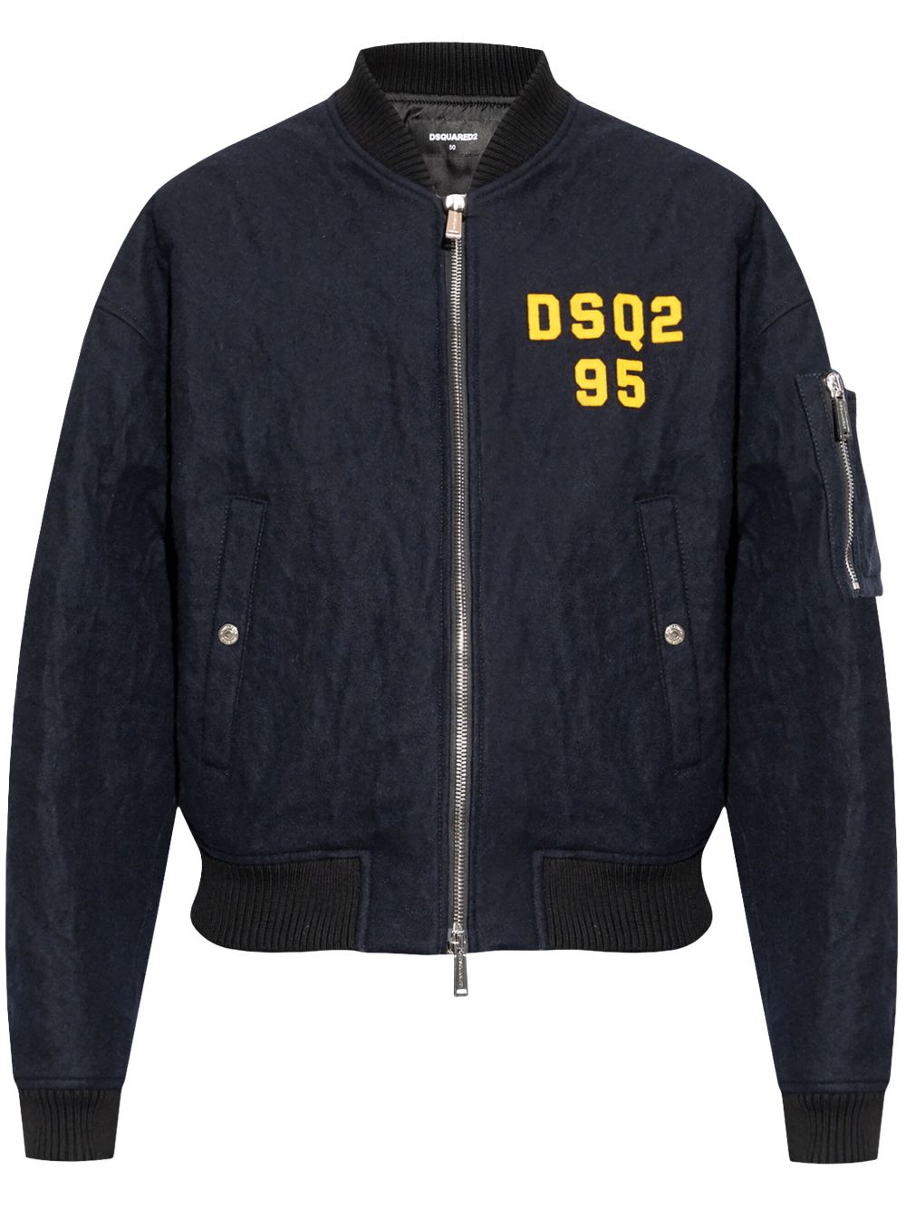 Logo-embroidered bomber jacket - Blue