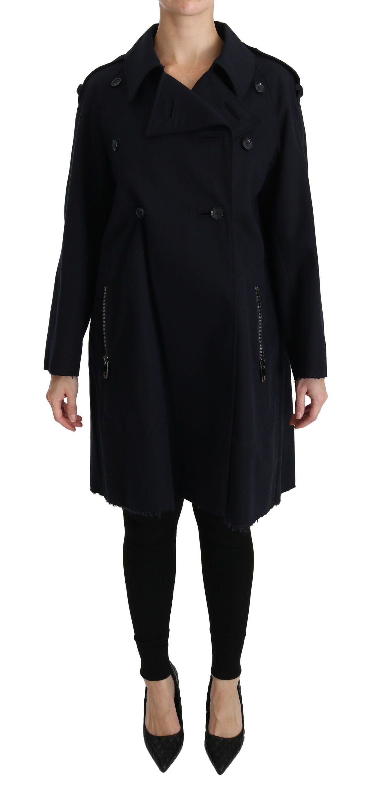 Double-Breasted Cotton Coat — Black