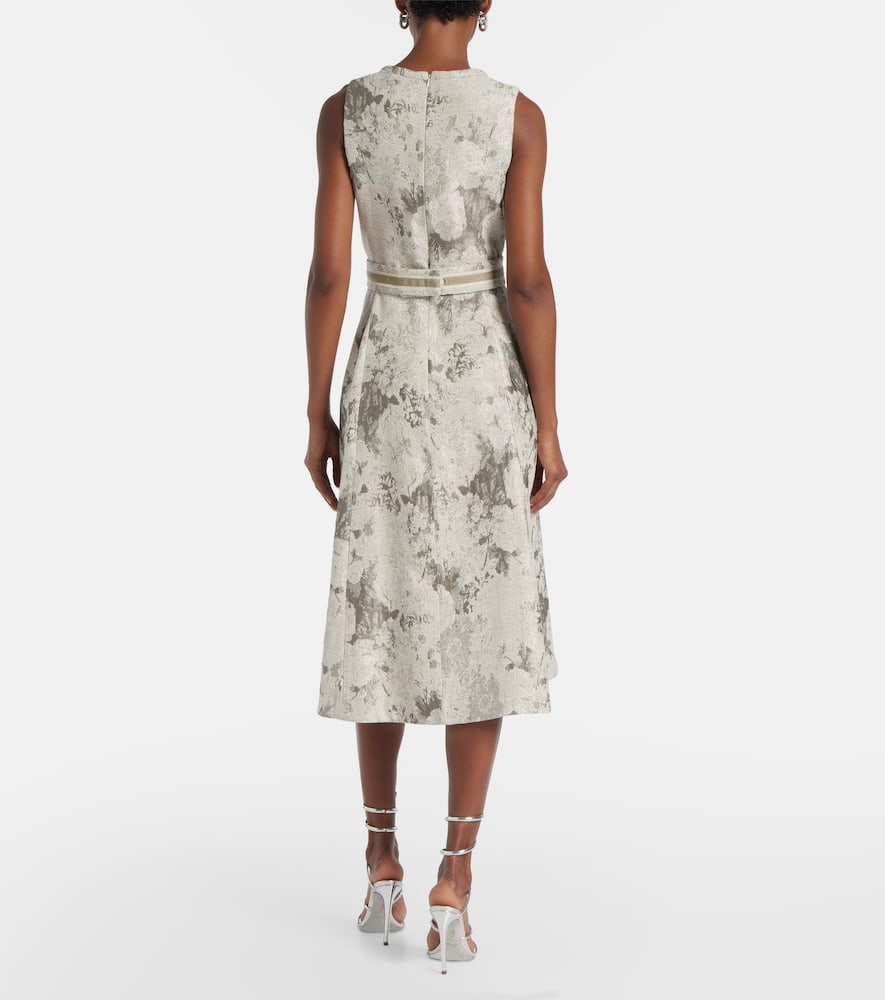 Cotton-blend jacquard midi dress