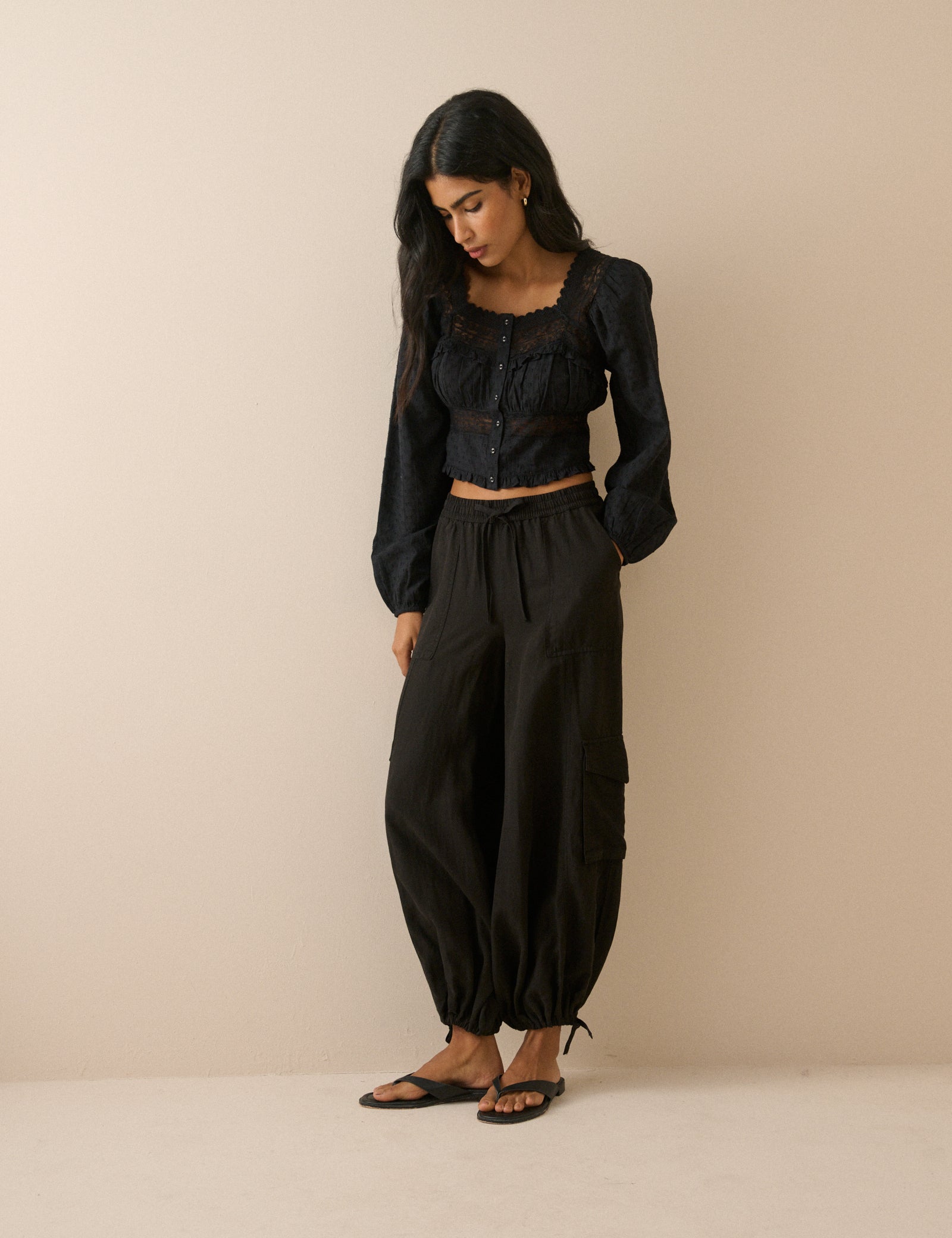 Black Utility Balloon Trouser