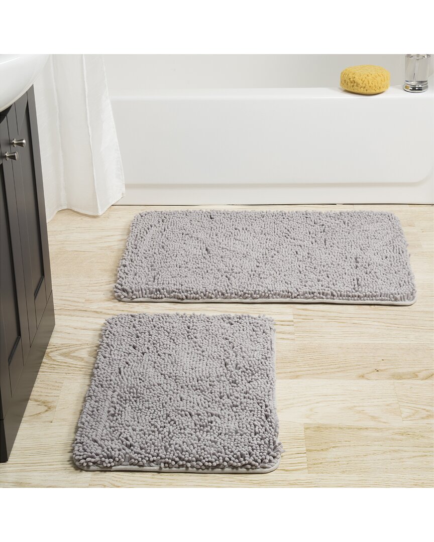 2Pc Memory Foam Shag Bath Mat