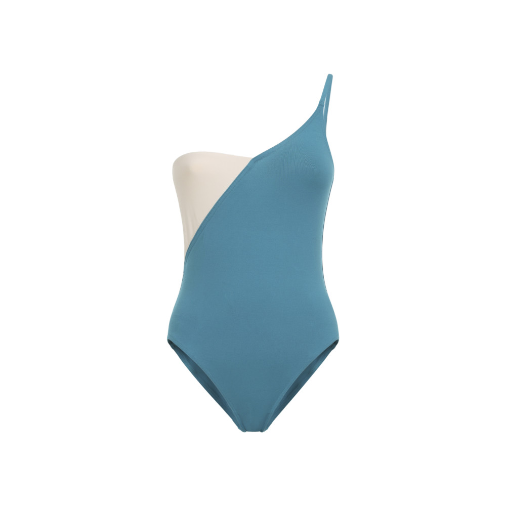 Turquoise Color-block Swimsuit