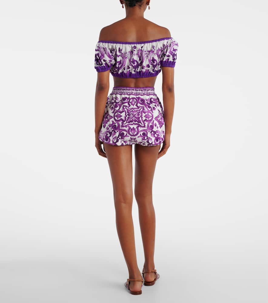 Majolica cotton poplin shorts