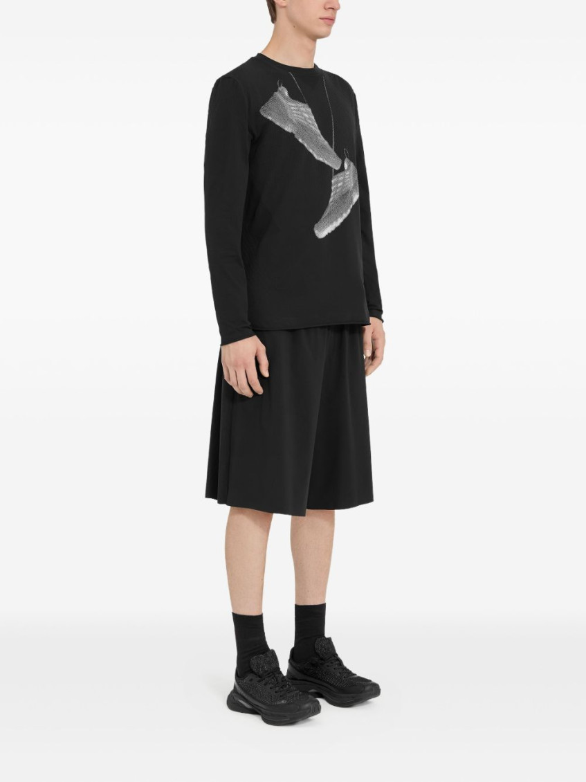 Black Roundneck Printed T-Shirt